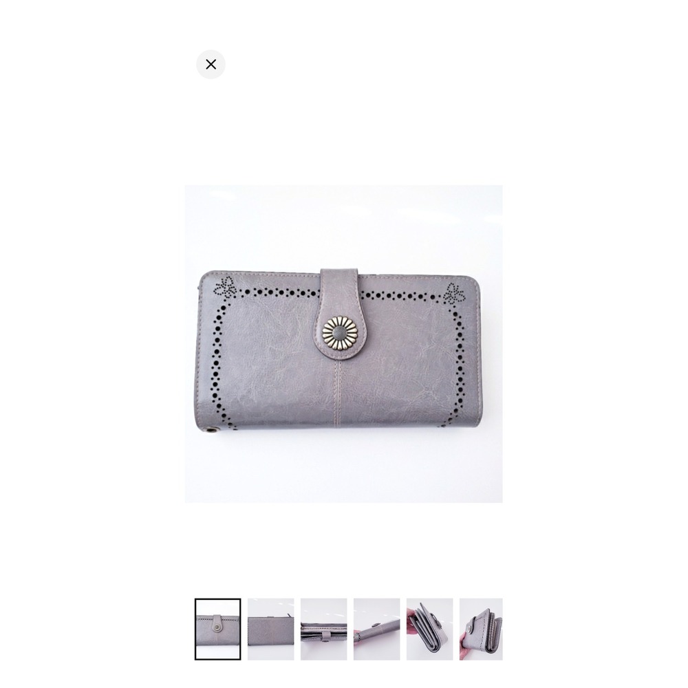 Lavemi Womens RFID Blocking Wallet Gray Distressed Faux Leather Bifold Organizer